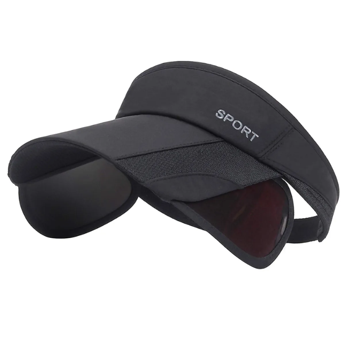 Adjustable Polyester Cap with Retractable Brim 9.5cm Black — product photo