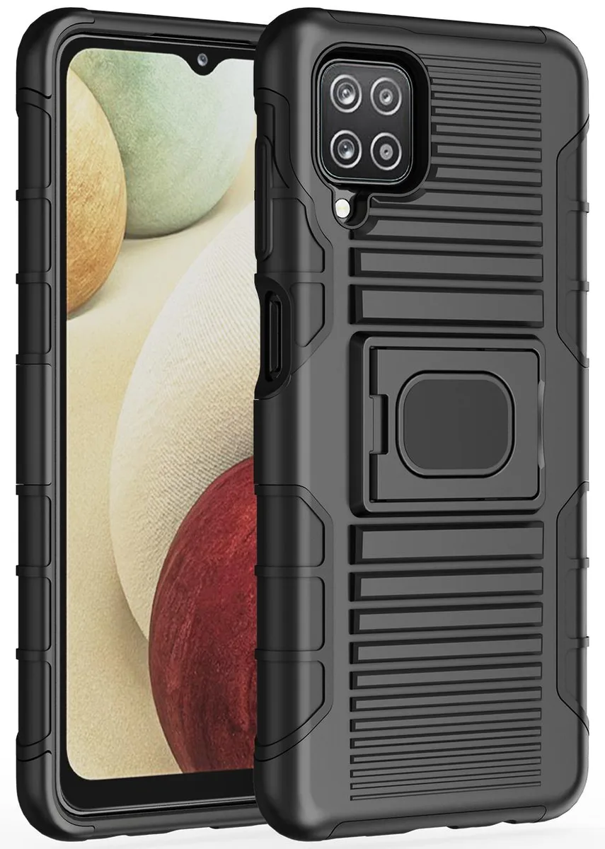 Nakedcellphone Nakedcellphone Rugged Case with Ring Stand and Screen Protector for Samsung Galaxy A12 5G - Black — product photo
