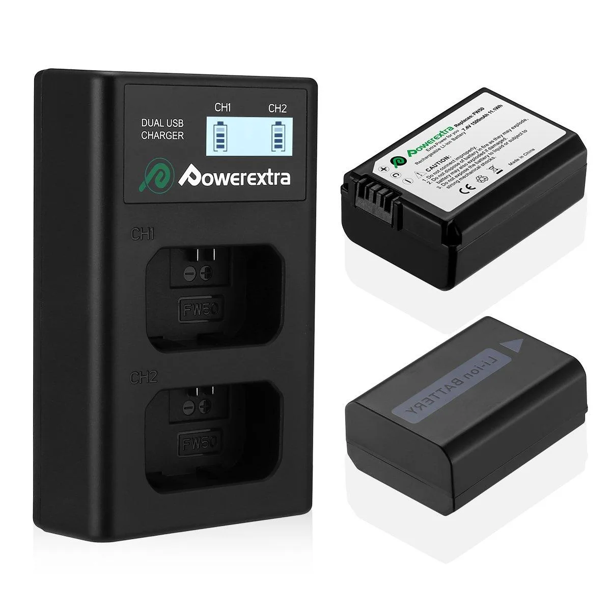 PowerEx NP-FW50 1500mAh 7.4V 11.1Wh Li-ion Battery Pack of 3 — product photo