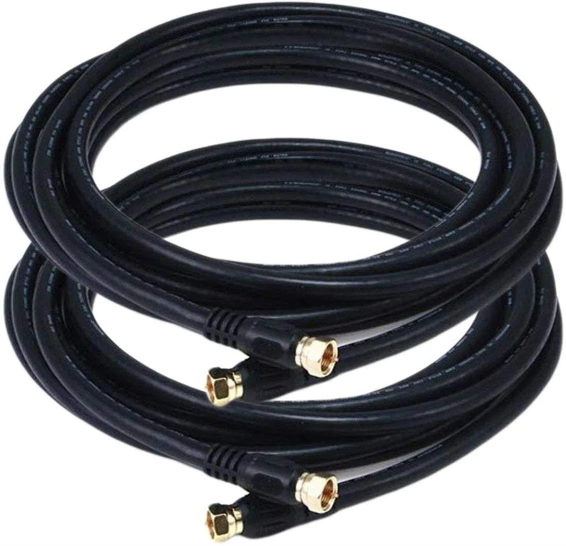 iMBAPrice iMBAPrice (2-Pack) RG6 Coaxial Patch Cable 12 Feet F-Type Screw-on Connectors Black — product photo