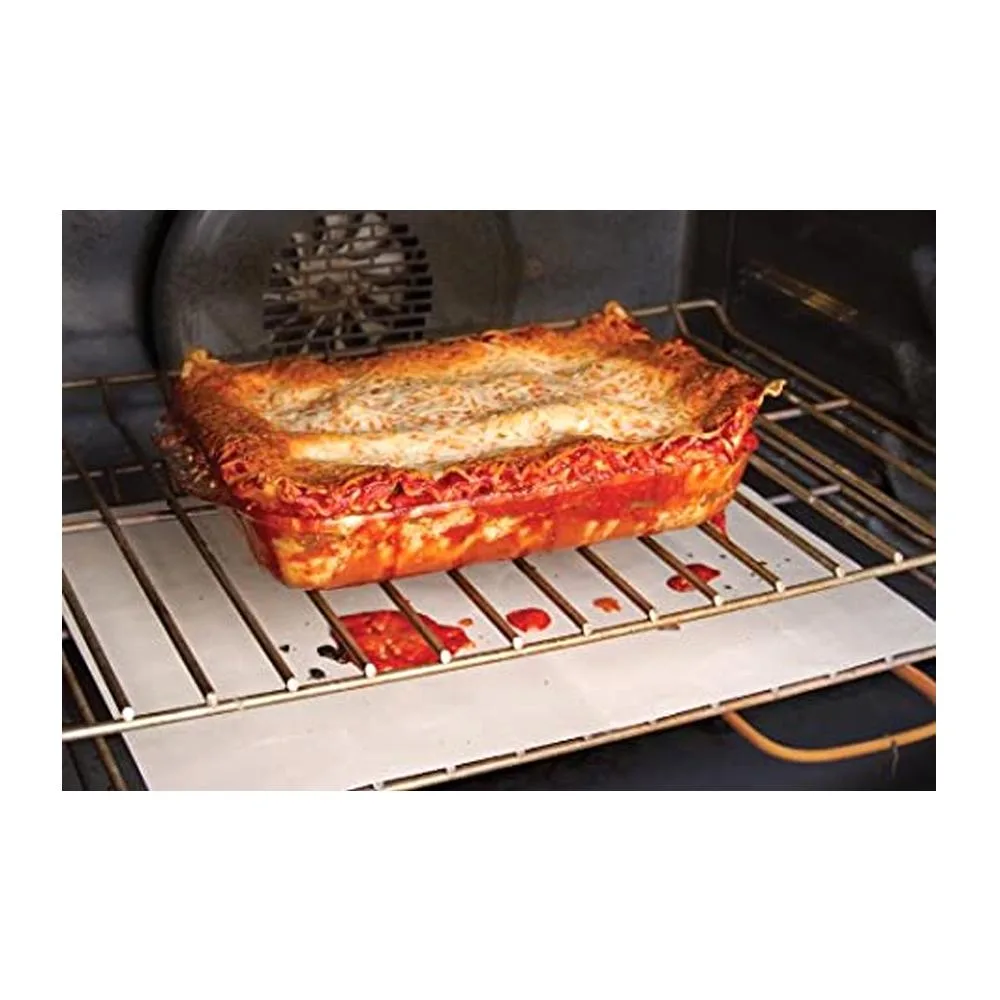 Rectangular tan rubber oven liner 17.5 by 13 inches