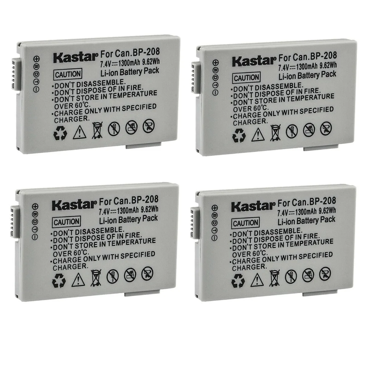 Kastar Kastar BP-208 4-Pack Li-Ion Camera Battery 1300mAh 7.4V — product photo