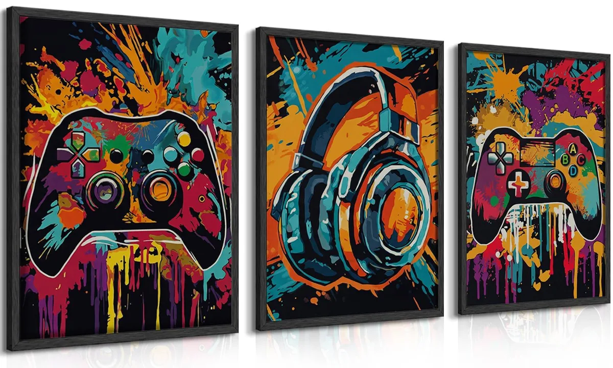 No Sew No Sew Gaming Wall Art Set 3pcs 16x12 in Unframed — product photo