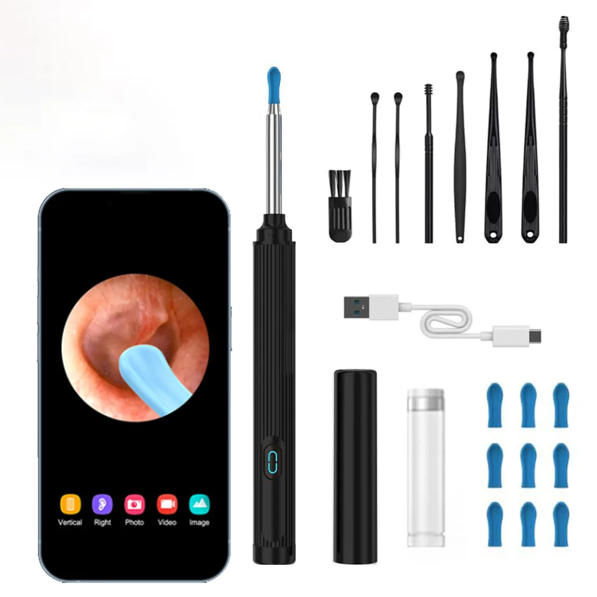  EarCare 1080P Wireless Otoscope Ear Care (Black) — product photo