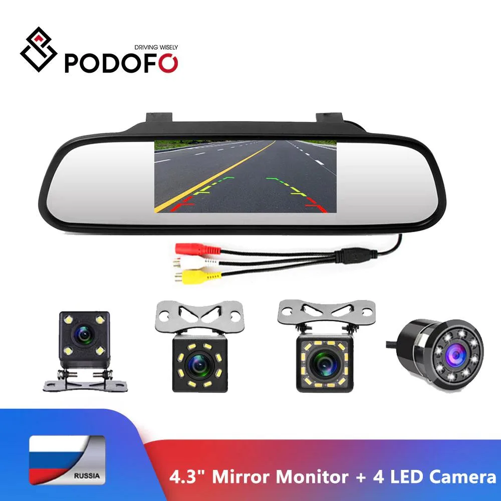 Hetai Tech Hetai Tech 4.3" Rearview Mirror Monitor + LED Night Vision Backup Camera CCD Car Rear View Camera — product photo