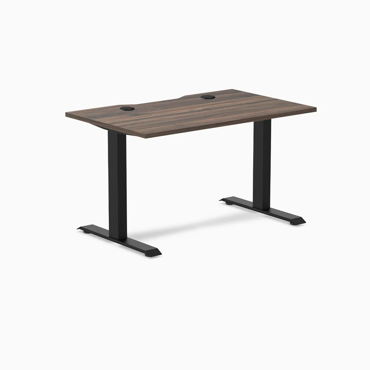 Desky Desky Zero Scalloped Laminate Desk Jarrah Legno Matte Black 47.2 x 29.5 in with Grommets — product photo