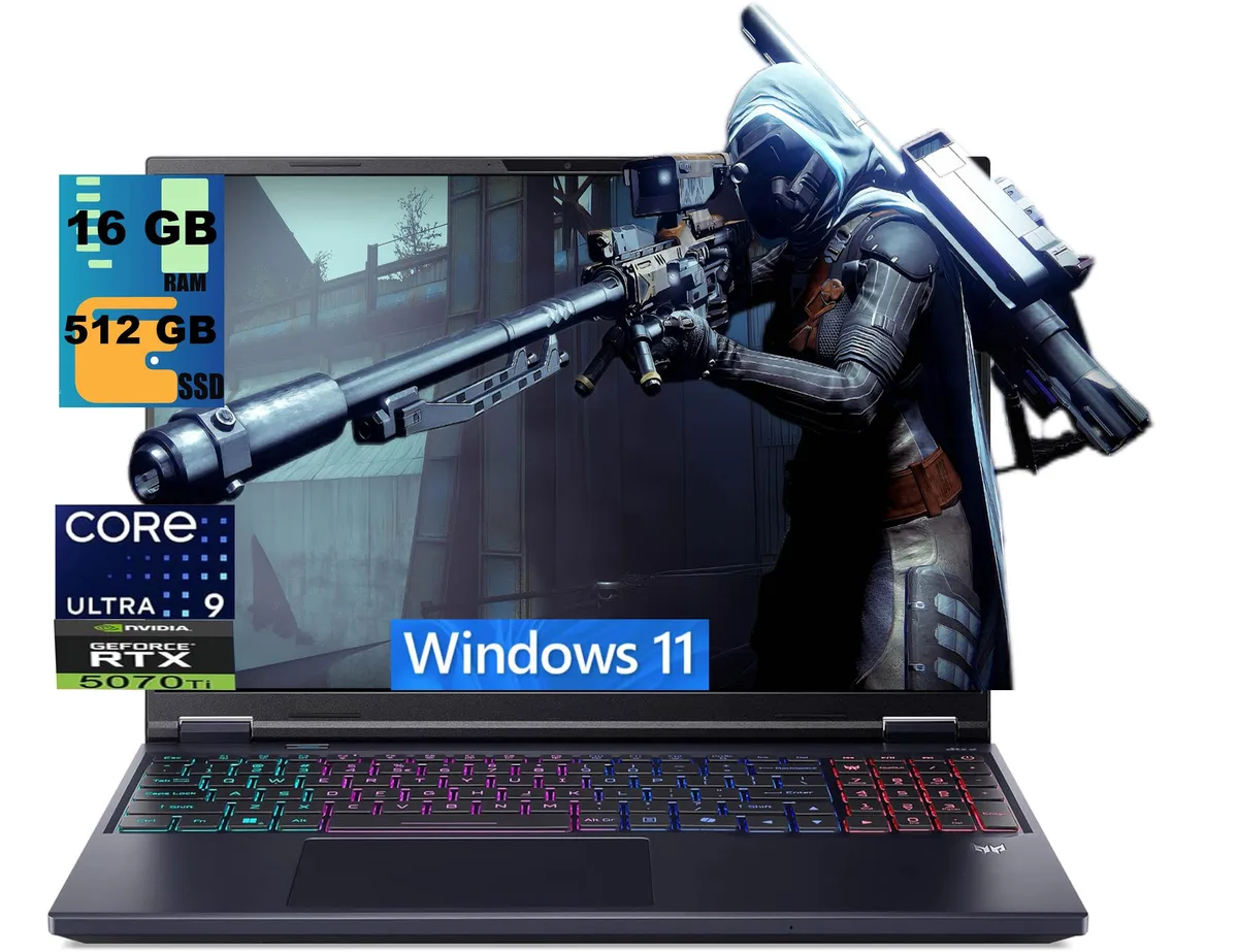 Acer America Acer Predator Helios Neo 16 AI gaming laptop 24-core Ultra 9 275HX RTX 5070 Ti 12GB 16GB — product photo