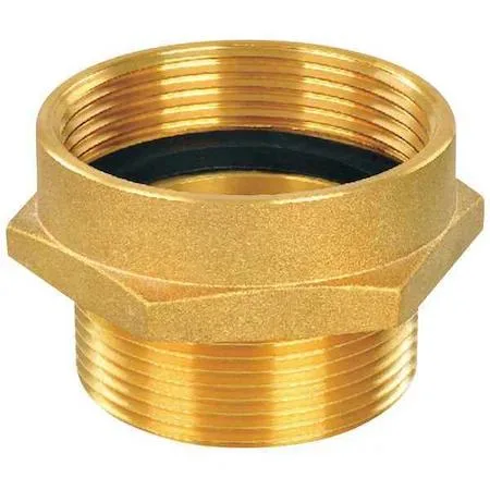 Brass hex nipple, female NPT to male NST, straight rigid form