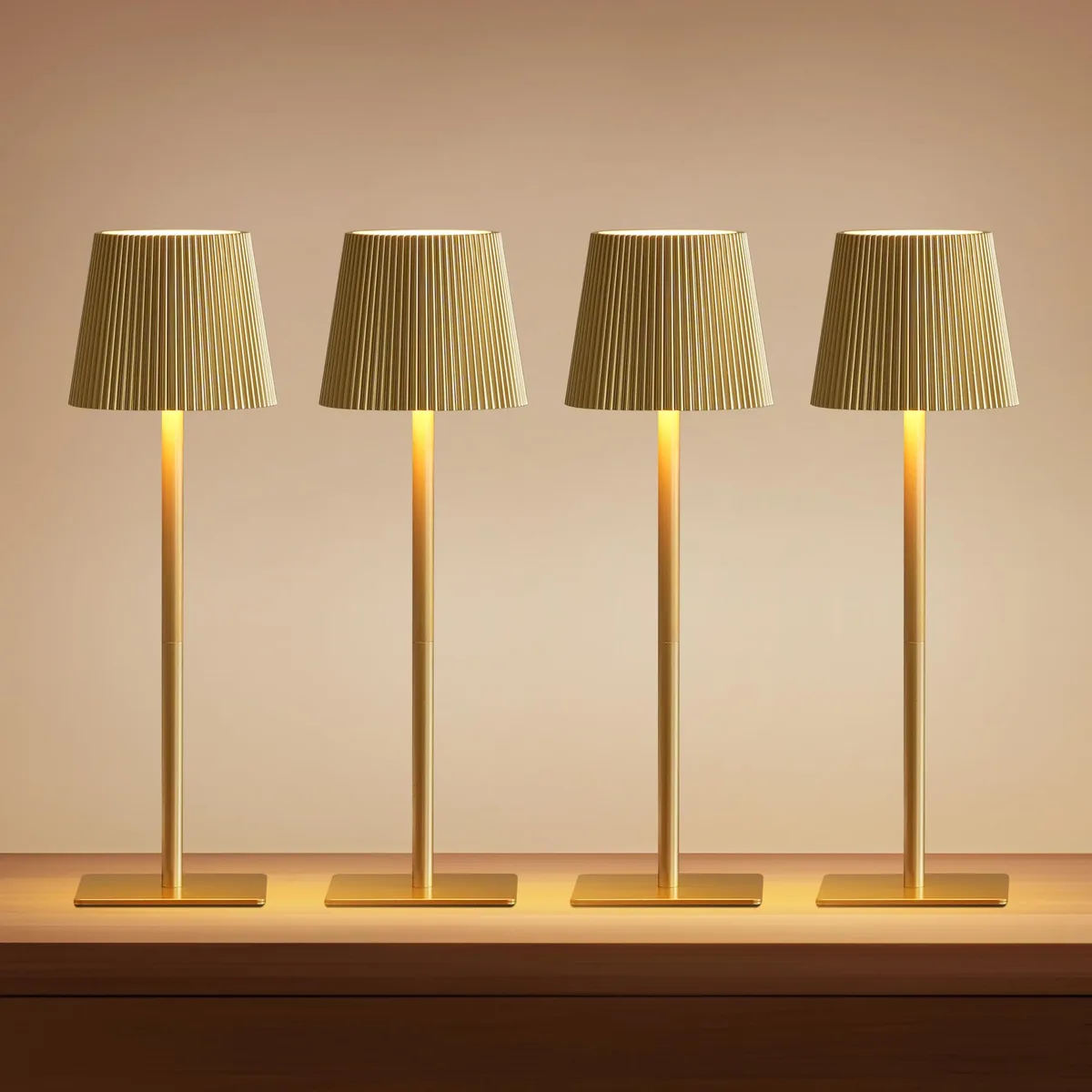 Baldwin 4-pack cordless table lamp 6000mAh gold 4.33x13.78 in — product photo