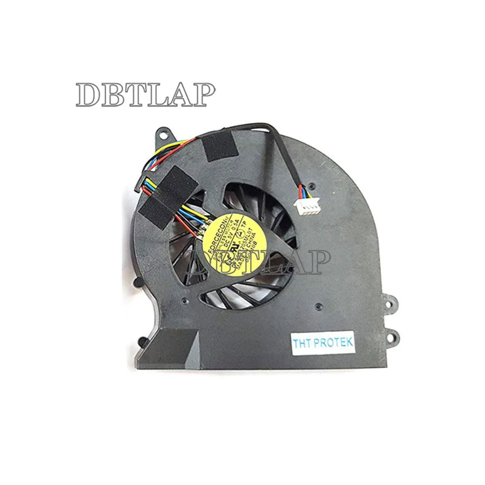 Black laptop cooling fan with plastic housing and visible blades