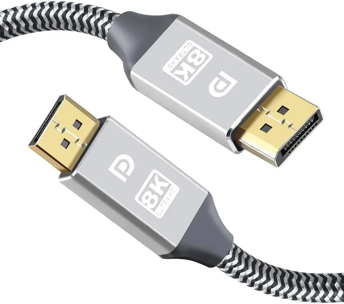 Aomoproing Aomoproing DisplayPort cable 8K 60Hz 4K 120Hz 3.3ft Silver — product photo