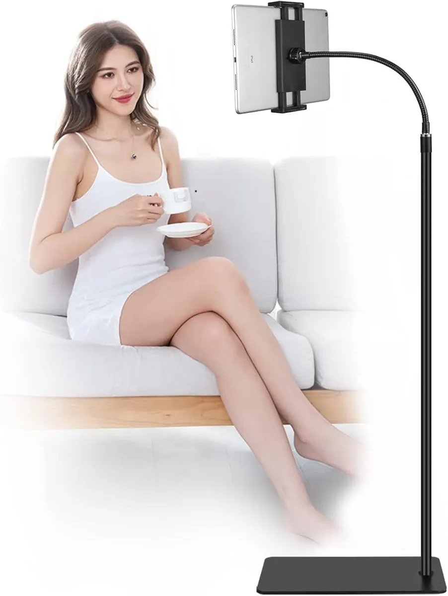 MCHOSE MCHOSE Tablet Floor Stand Double Weight Base 360 Rotatable Gooseneck 13.7in Arm 4.5-12.9in — product photo