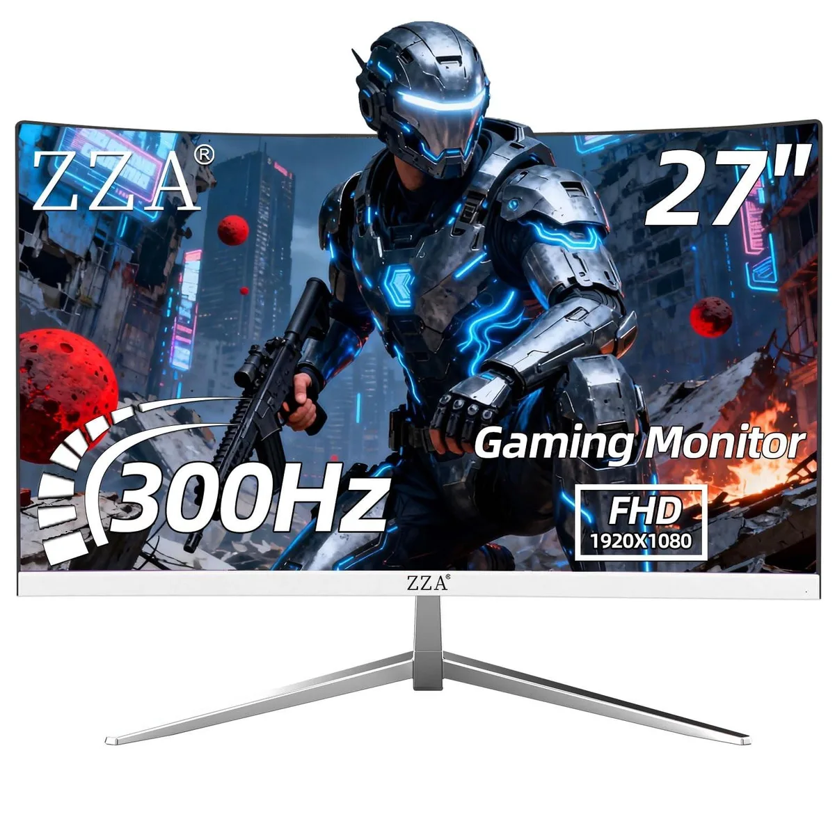 Batianda Batianda 27 inch White Curved Gaming Monitor 240-300Hz 2 in 1 accessory — product photo