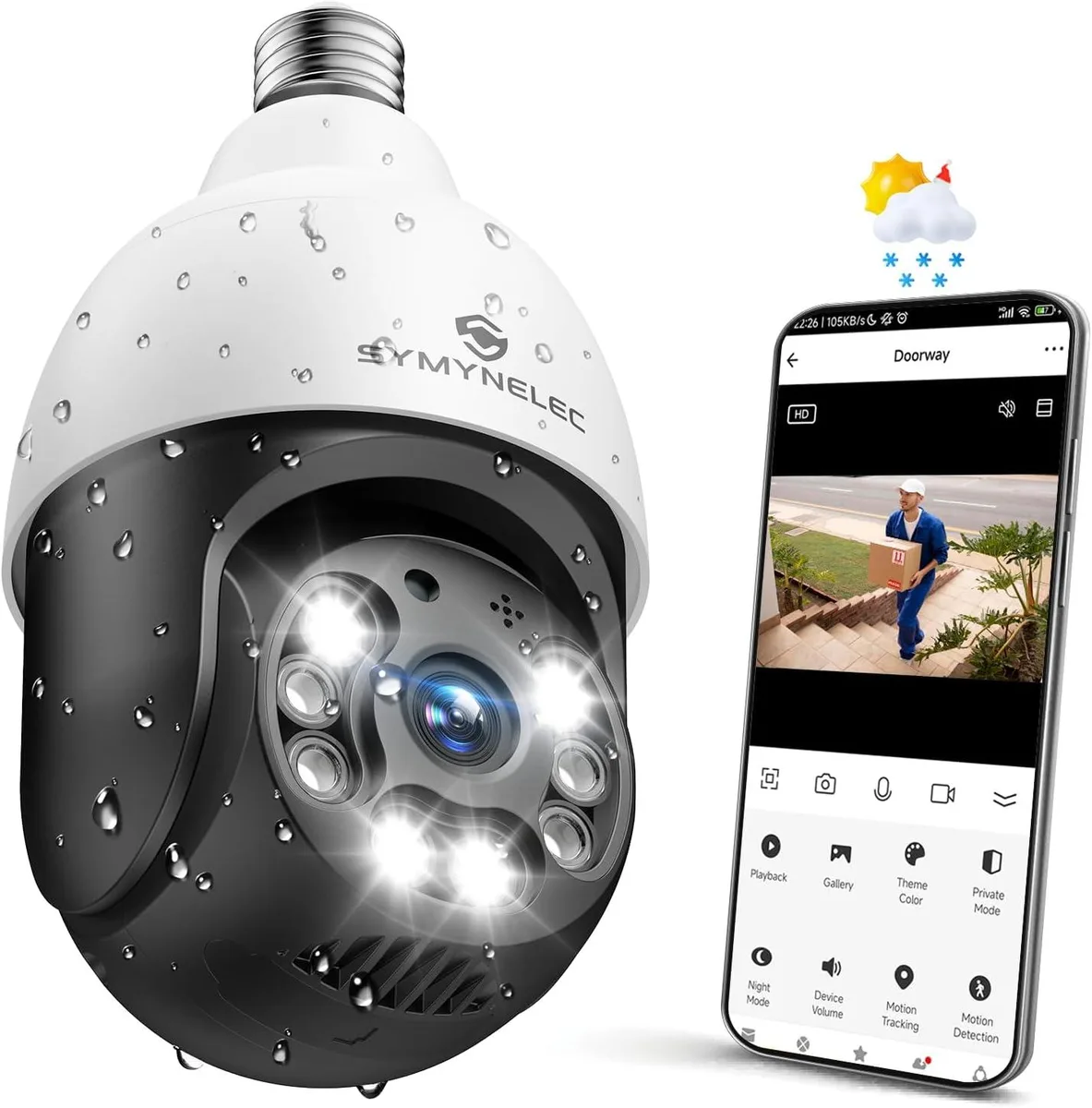 PISKEKAT PISKEKAT Light Socket Security Camera 2.5K 4MP 360° AI 2.4GHz WiFi 6 — product photo