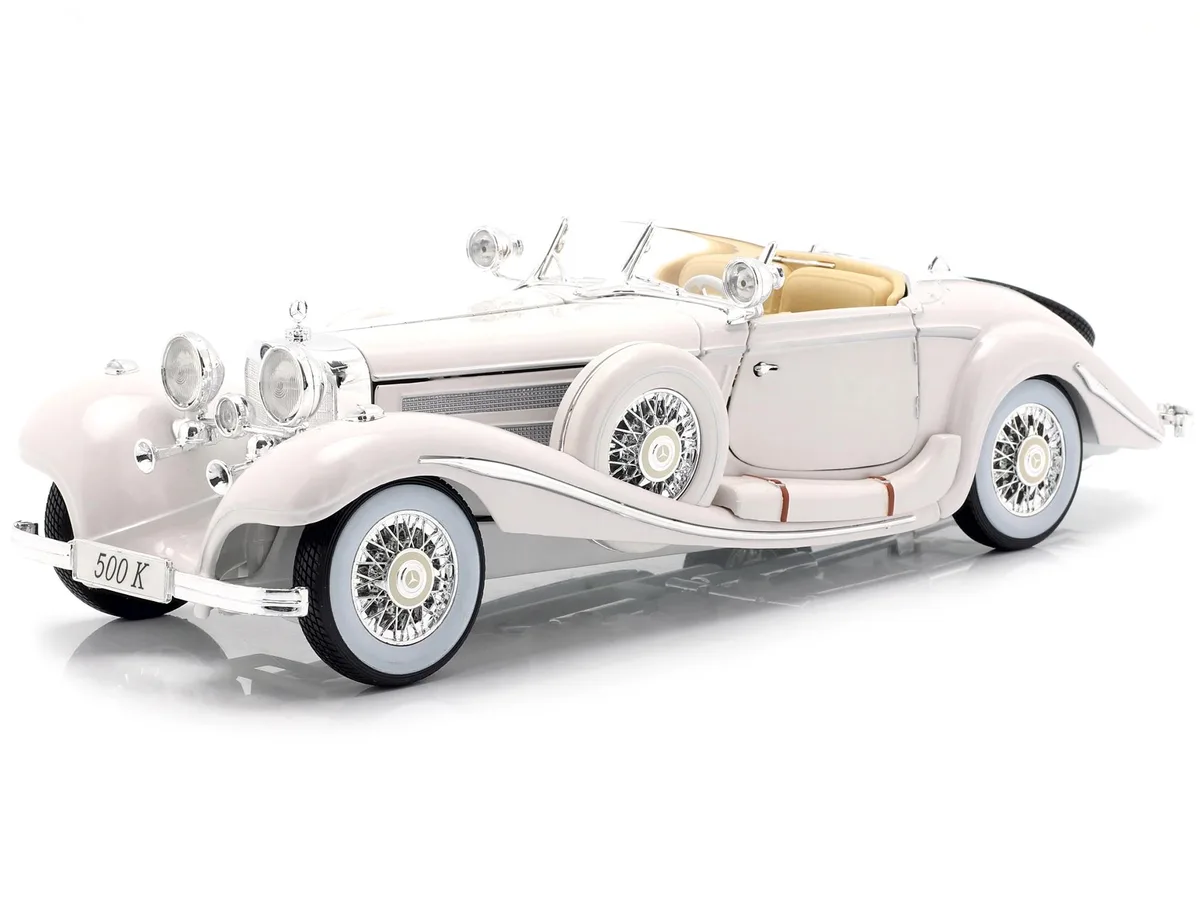 Maisto Maisto 1936 Mercedes Benz 500 K Special Roadster White 1/18 Diecast Vehicle — product photo