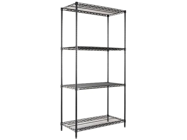 Alera Alera SW50-3618BL wire shelving starter kit 4 shelves 36x18x72 black office furniture — product photo
