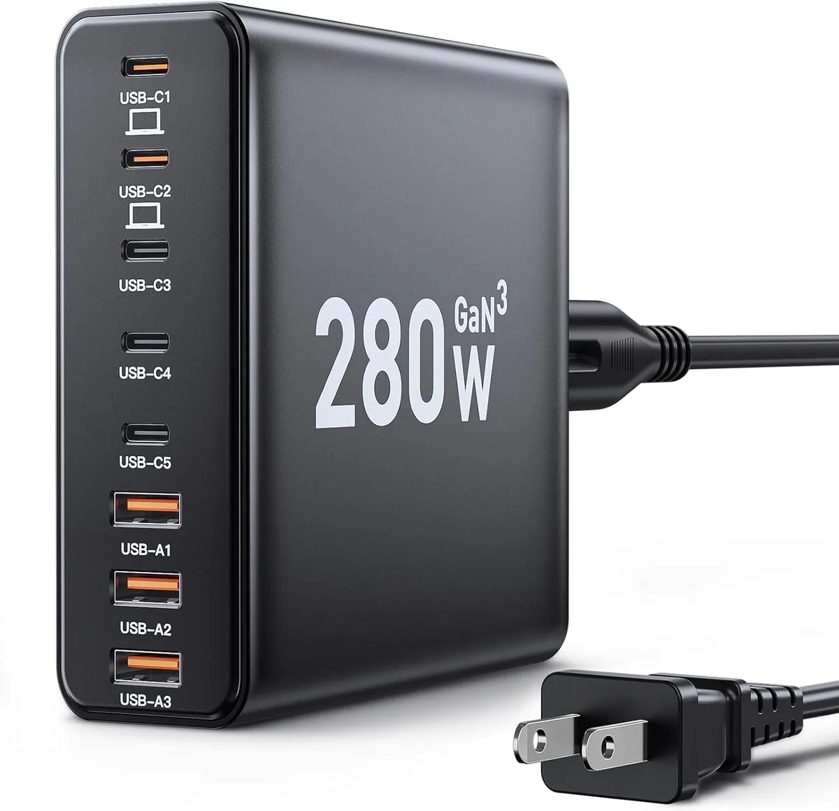 ONITOON ONITOON 280W 8-Port USB-C Charger GaN III 65W PD Black — product photo