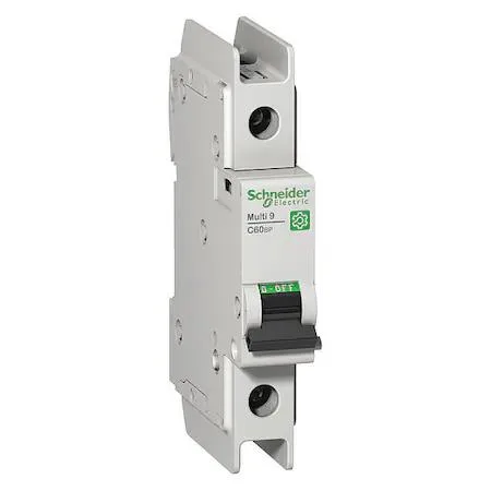 White plastic IEC miniature circuit breaker, single toggle, DIN rail mount, screw clamp terminals, 6 A 1-pole