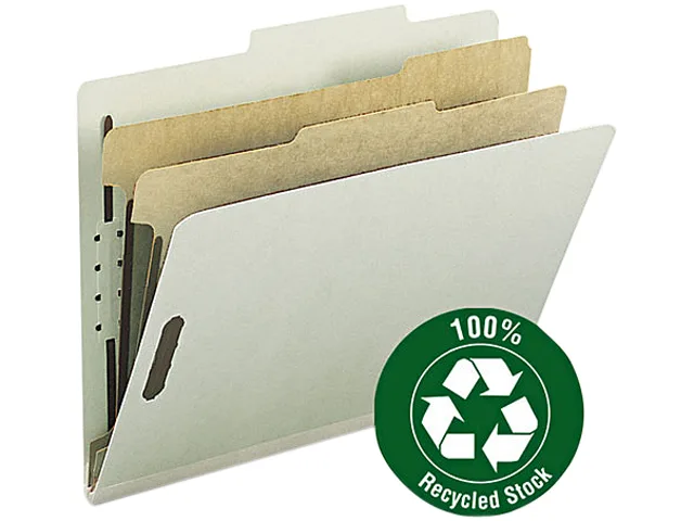 Smead Smead 14023 Pressboard Classification Folder 2" Exp 2 Dividers Letter Gray Green 10 Box — product photo