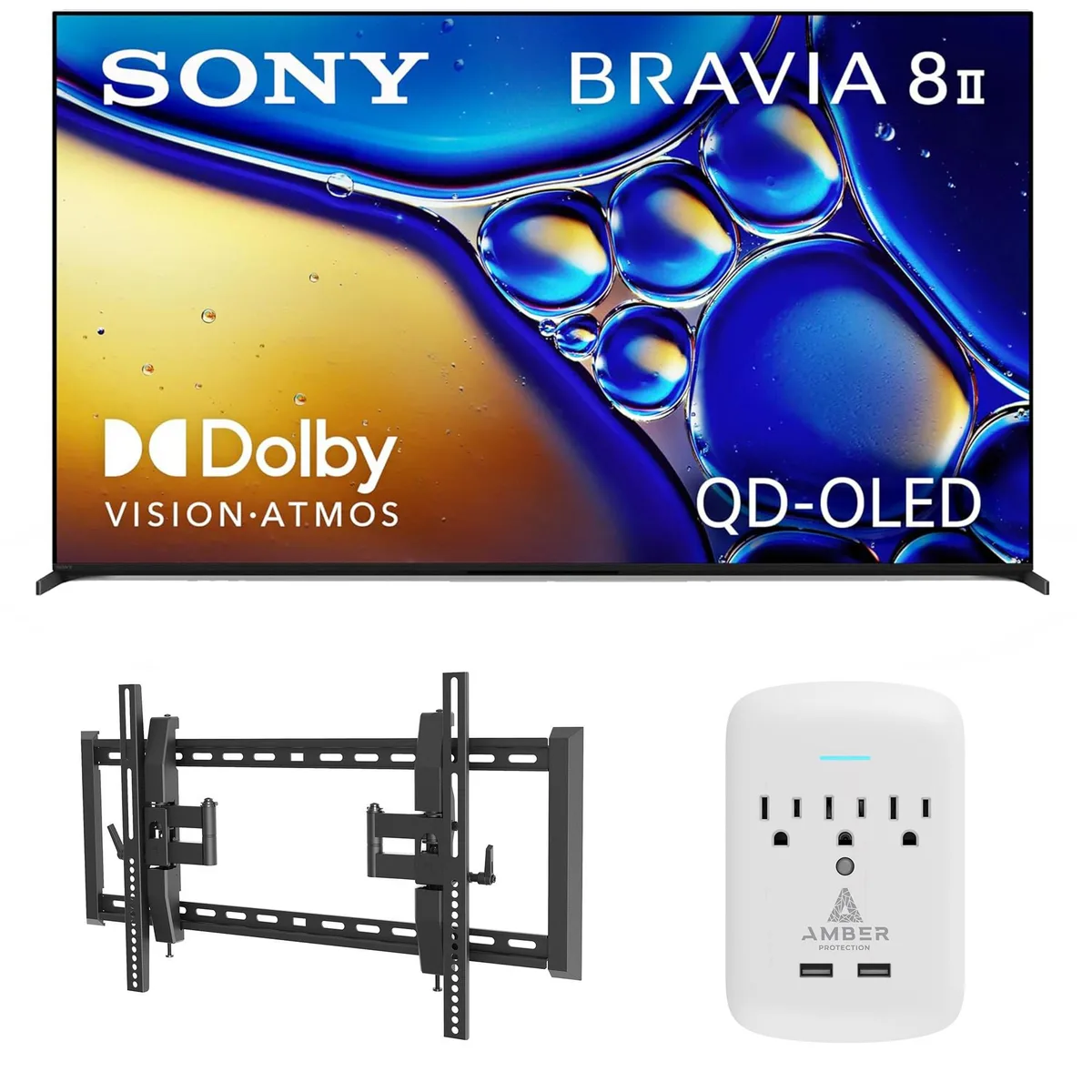 Sony Sony K65XR80M2 65" QD-OLED 4K 120Hz Google TV + Walts Tilt Mount + Amber Surge Protector — product photo
