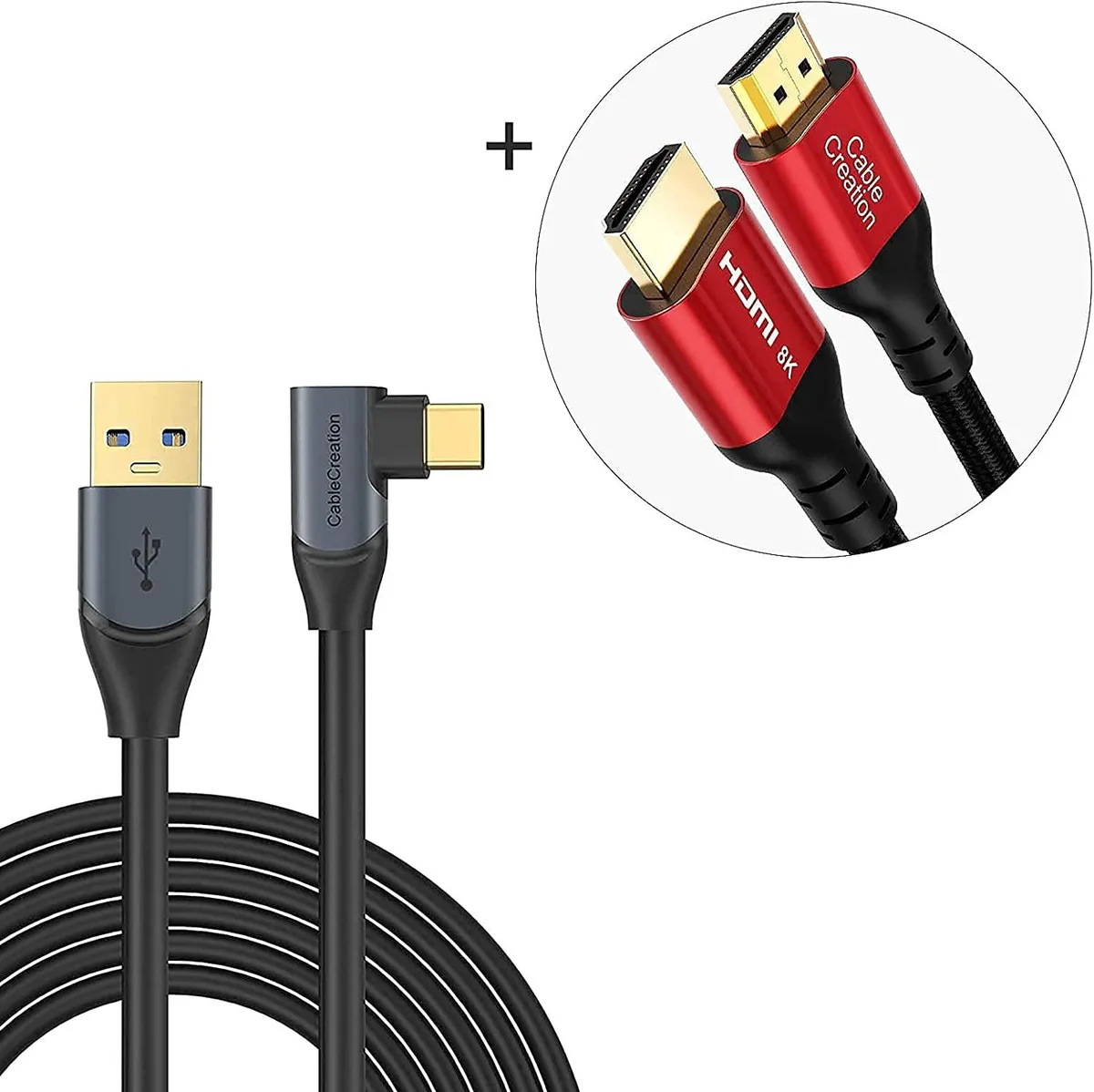 CableCreation CableCreation 16.4ft USB-A to USB-C + 6.6ft 8K 48Gbps HDMI 2.1 Bundle — product photo