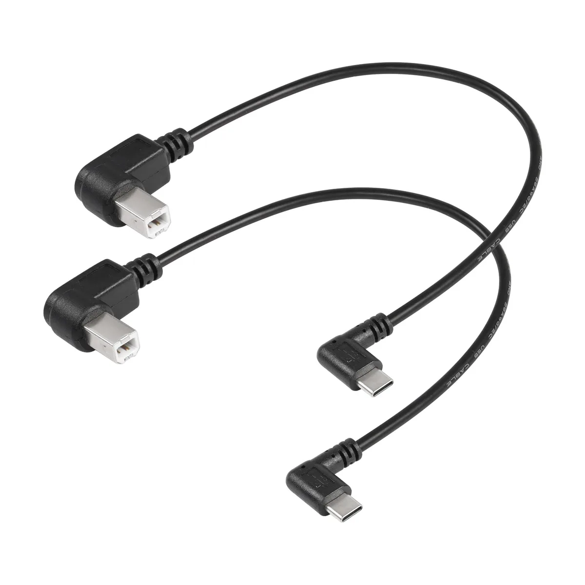 BUCIER BUCIER 2 Pack USB C Printer Cable Right Angled USB B to Type C 11.8inch Left+Left — product photo