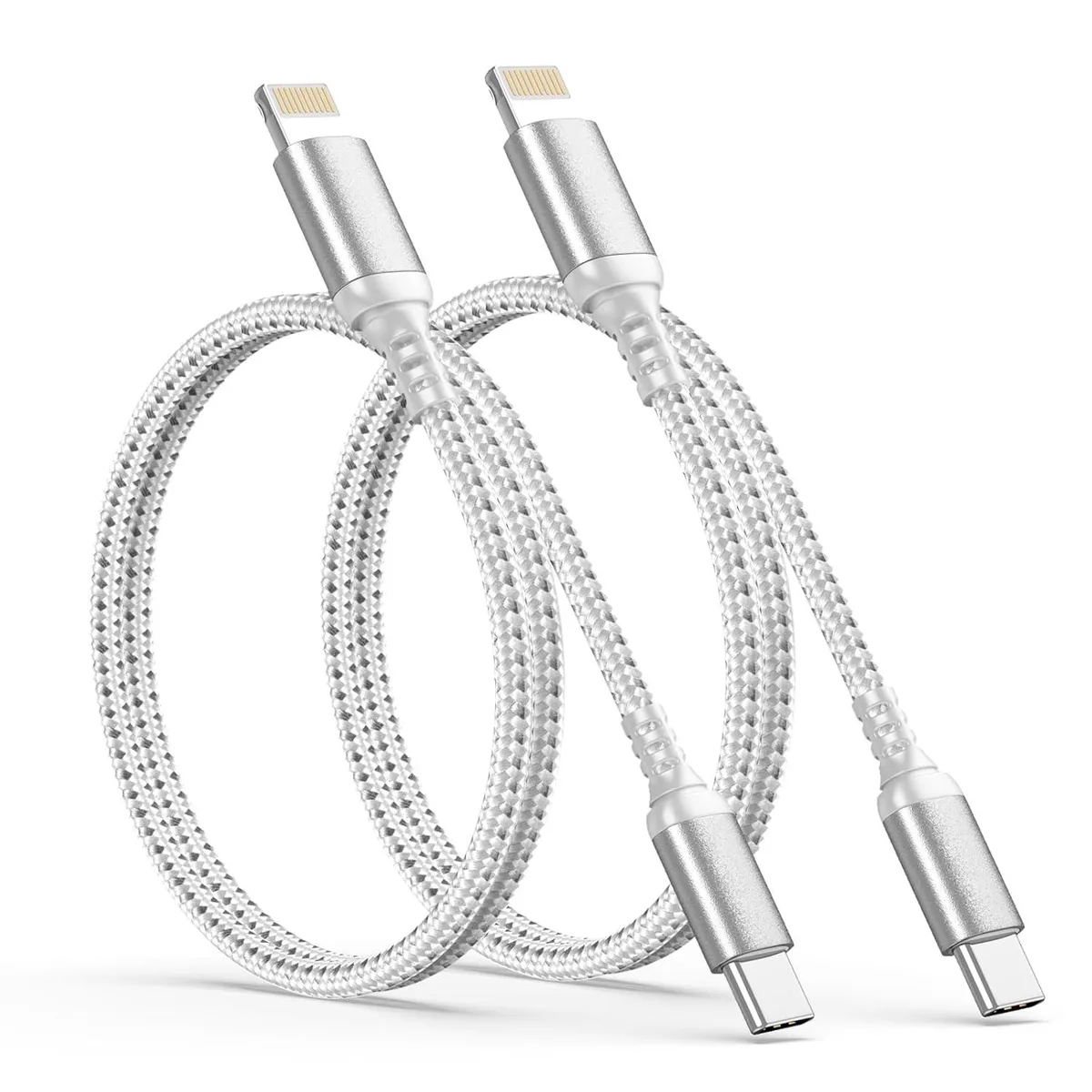 MCHOSE MCHOSE USB-C to Lightning Cable 2 ft 2 Pack MFi Certified Nylon Braided Gray — product photo