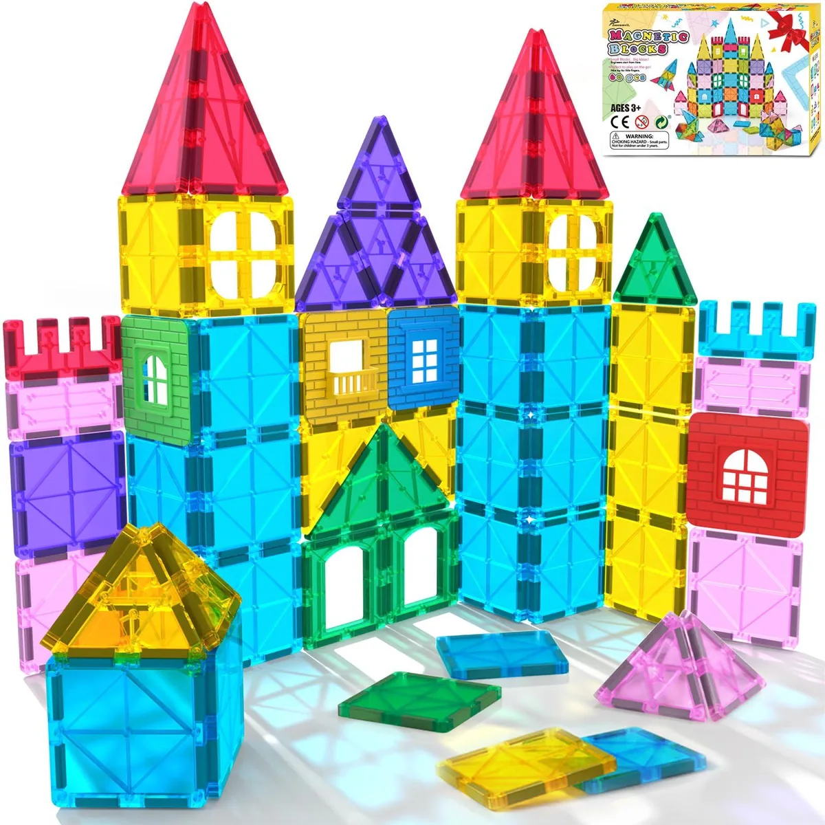 Jasonwell 60 PCS Magnetic Tiles Educational Building Set — product photo