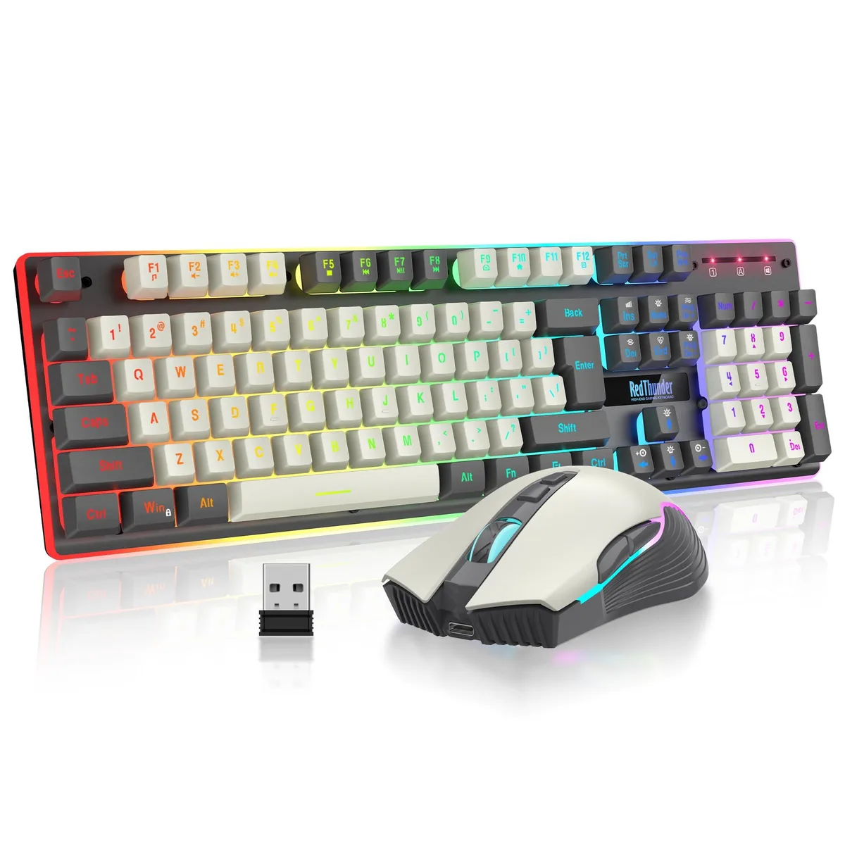  RedThunder K10 Pro Wireless Gaming Keyboard and Mouse Combo White Gray — product photo