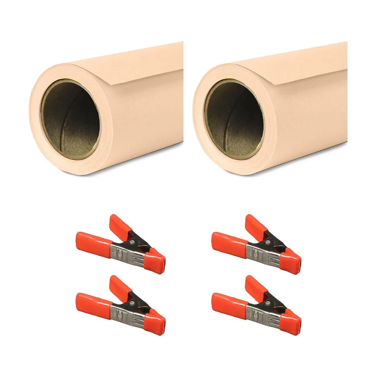 SAVAGE SAVAGE 53"x36' Widetone Seamless Background Paper Egg Nog 2-Pack with 4 Orange Clamps — product photo