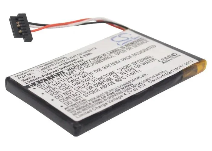 Rectangular replacement battery with silver label and connector ribbon