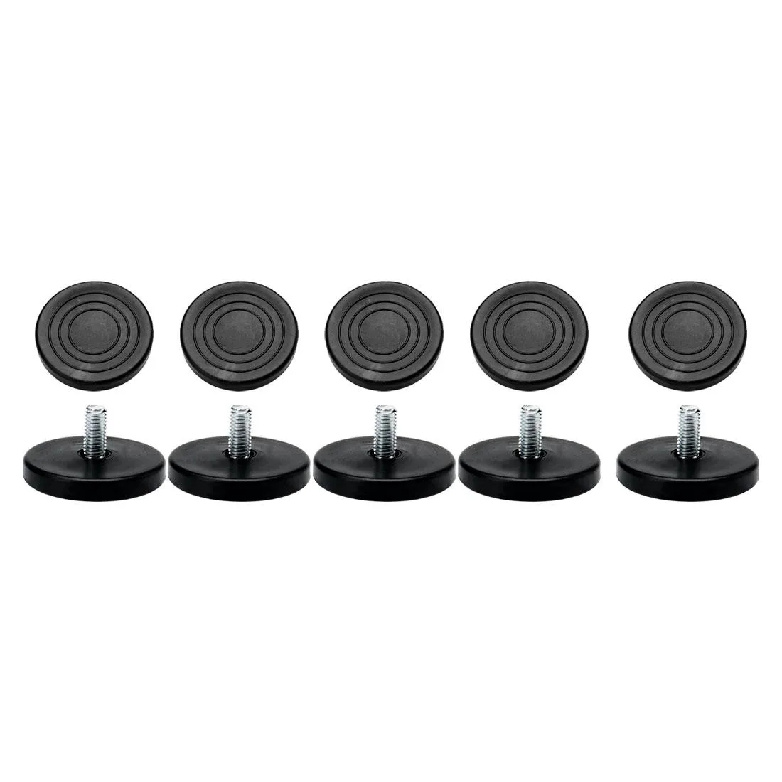 Ten M8 leveling feet with 17mm threaded studs and 50mm plastic bases