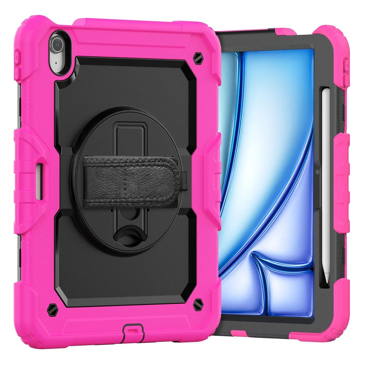 Timoom Timoom Shockproof Case with Screen Protector, 360° Stand, Straps for iPad Air 11" M3/M2, 10.9" Gen 5/4, Rose — product photo