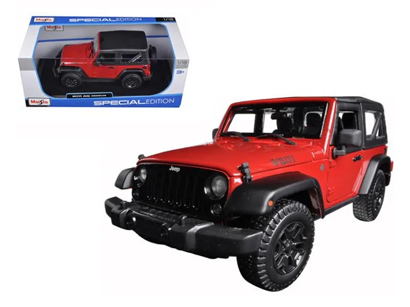 Maisto Maisto 2014 Jeep Wrangler Willys Red 1/18 Diecast hobby collectible — product photo