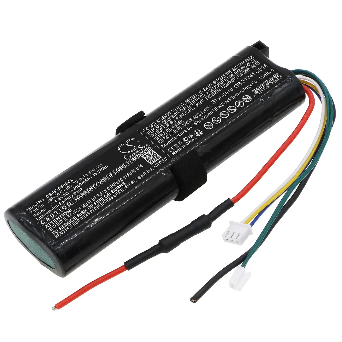 Rectangular lithium battery pack with silver label and wire connector