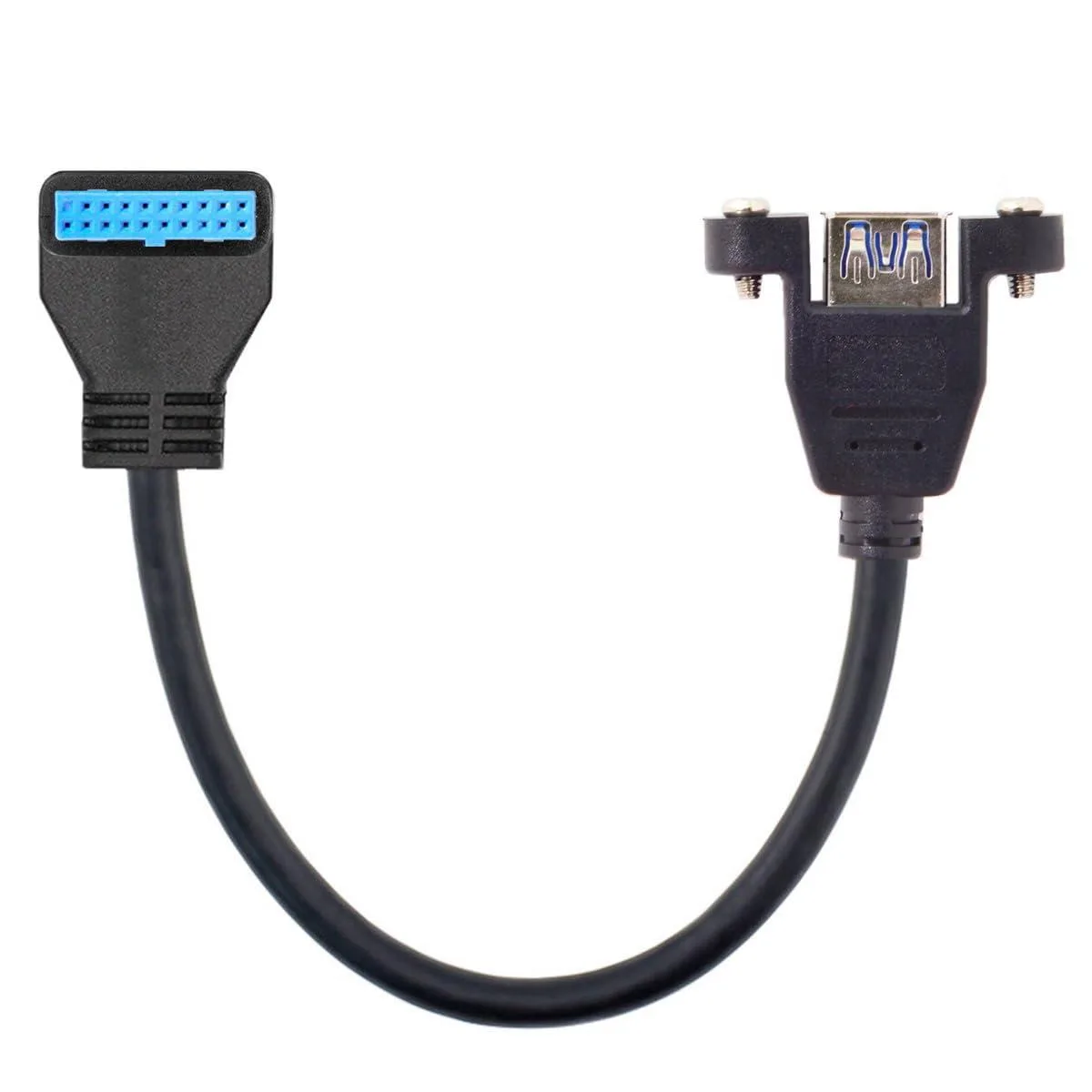 Vszerda Vszerda USB 3.0 Female Screw Mount to 20-pin Header 90° Cable 25cm — product photo