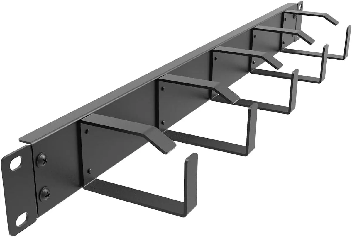 BFKK BFKK 19-Inch 1U Horizontal Cable Manager 5 D-Rings 1.75" H 3.11" D — product photo