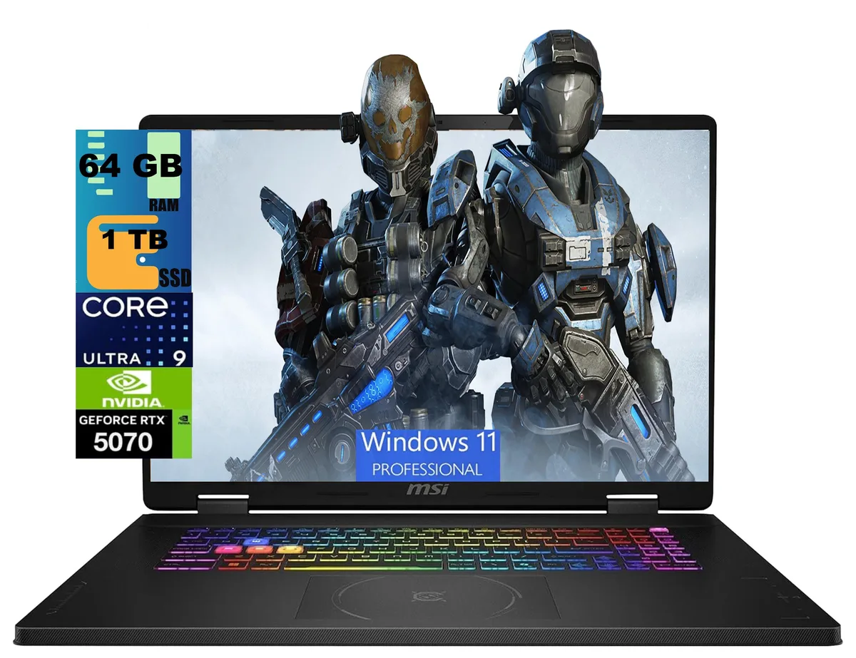 MSI MSI Crosshair 18 HX AI 18" QHD+ 240Hz Ultra 9 275HX RTX 5070 64GB 1TB gaming laptop — product photo
