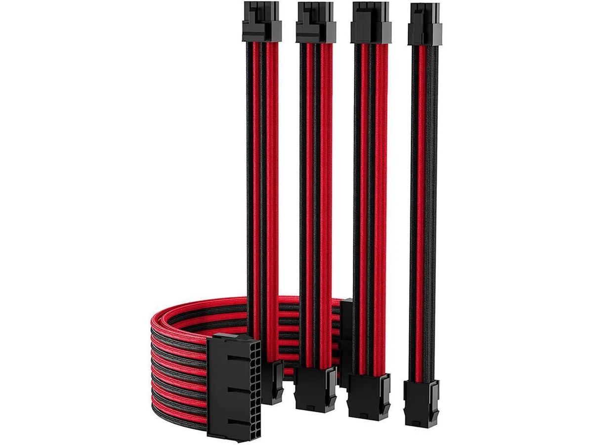 BUCIER BUCIER Internal Power Cable Kit 18AWG 24Pin ATX 8Pin EPS 2x 8Pin PCI-E 30cm Black Red Combs — product photo