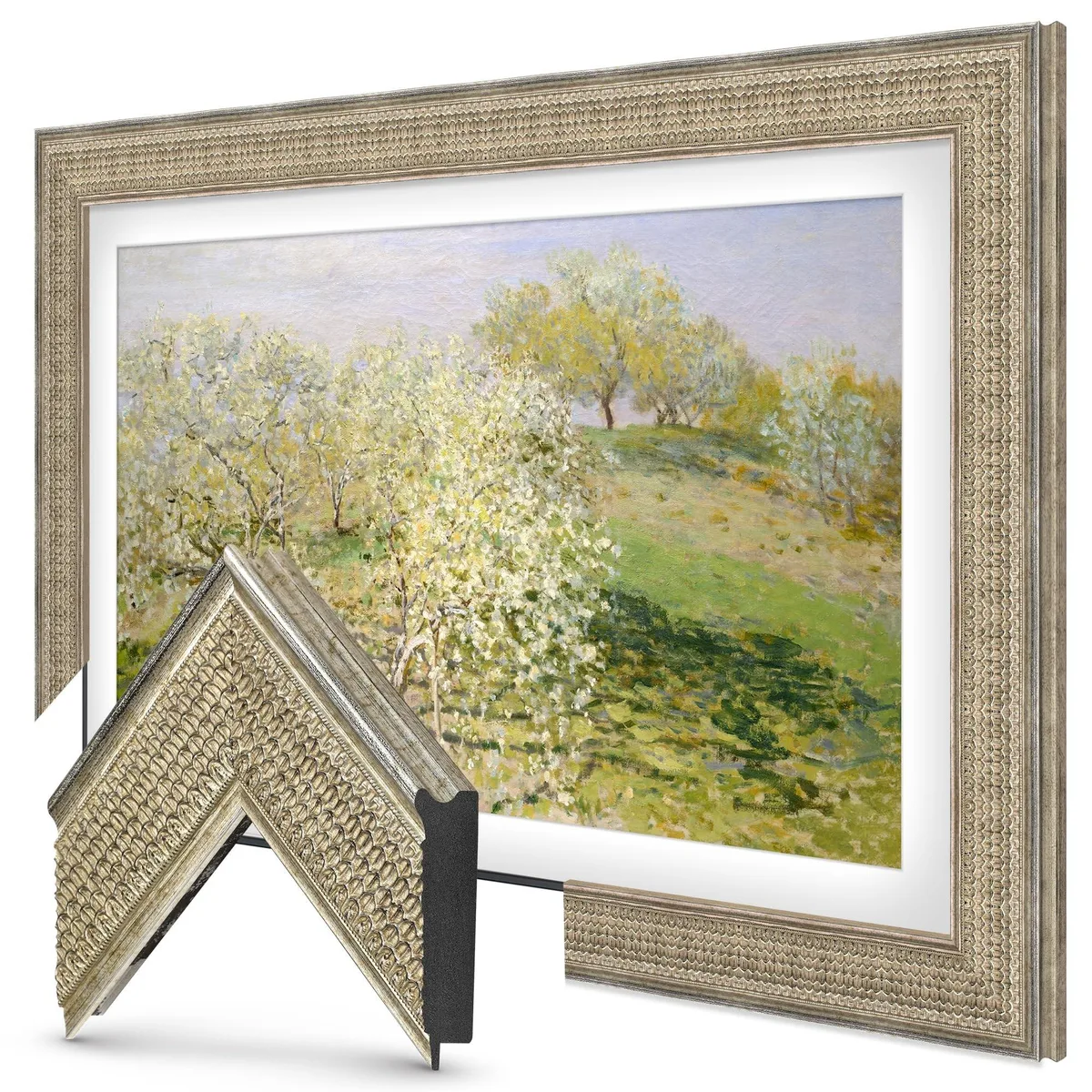 Frame My TV Frame My TV Gatsby Silver 32" Premiere Deco TV Frame 2 in 1 accessory — product photo