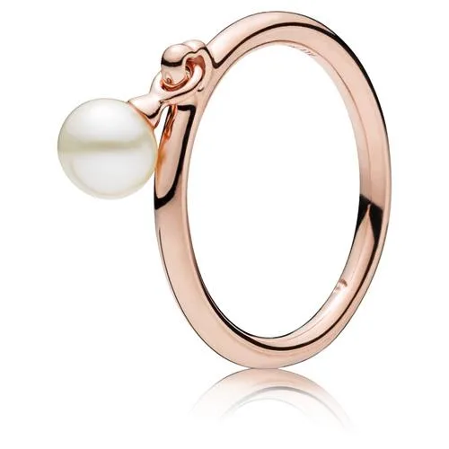 Pandora Rose ring with single white freshwater cultured pearl