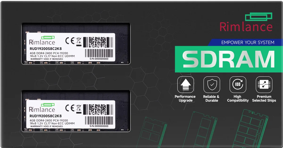 RIMLANCE RIMLANCE RUD19200S8C2K8-1 8GB (2x4GB) DDR4 2400 desktop RAM — product photo