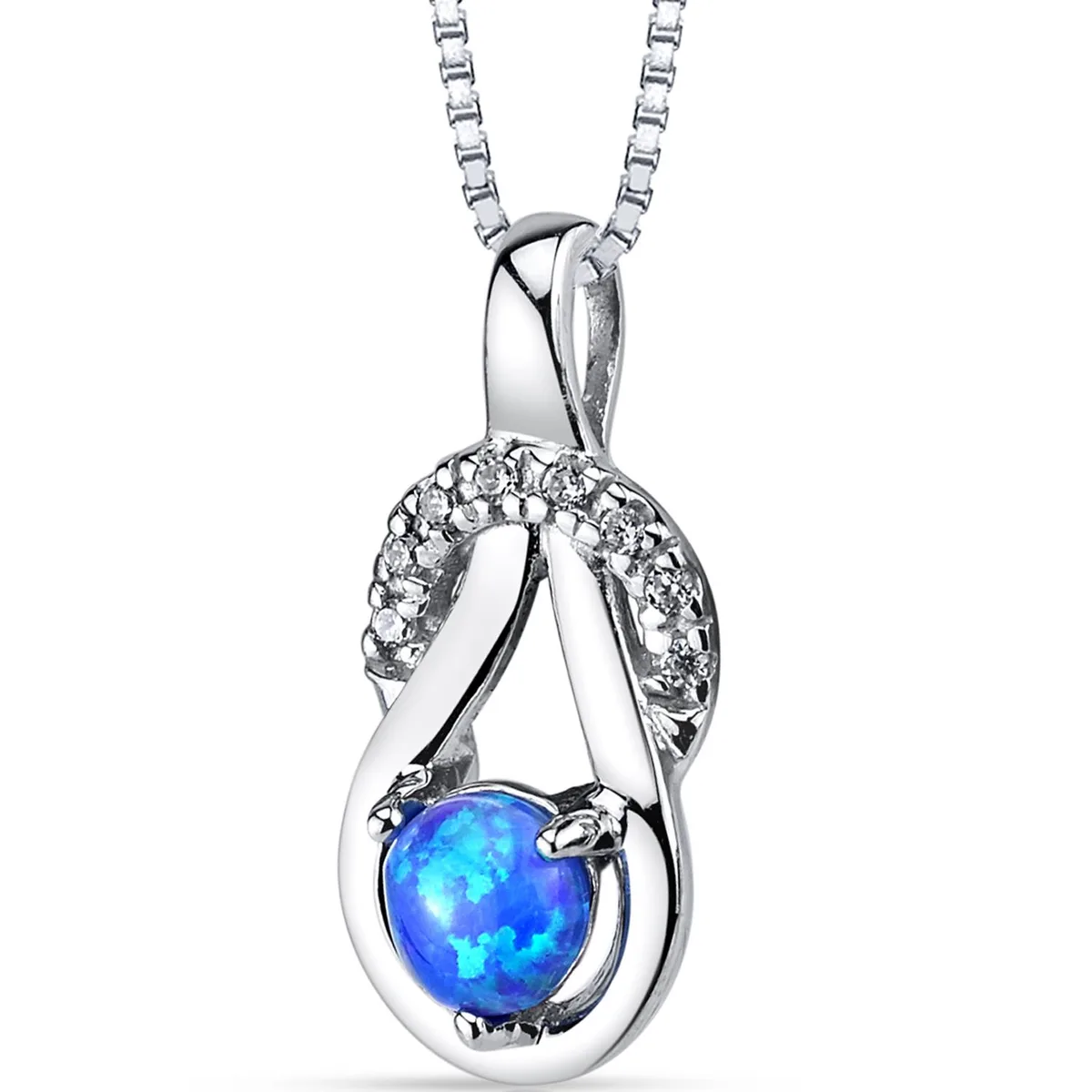 Oravo Oravo Created Blue Opal Infinity Knot Pendant Necklace Sterling Silver 18 — product photo