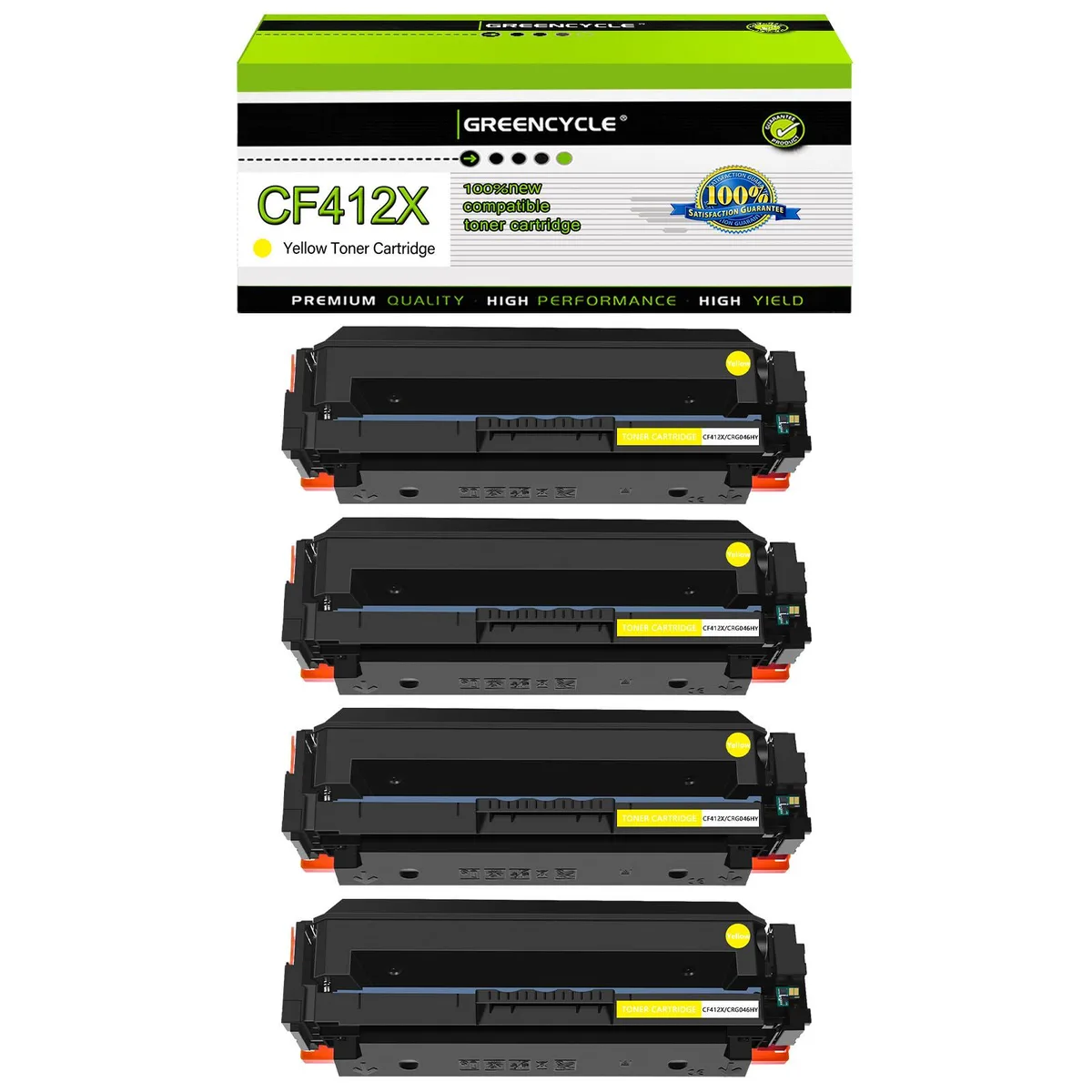 GREENCYCLE GREENCYCLE 412X Yellow Toner Cartridge 4 Pack 5000 pages — product photo