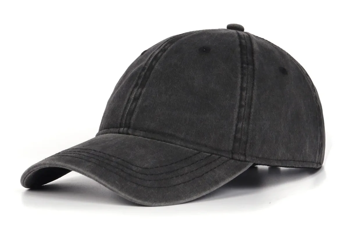 Zylioo ZY232-Black Big Extra Large Washed Cotton Cap — product photo
