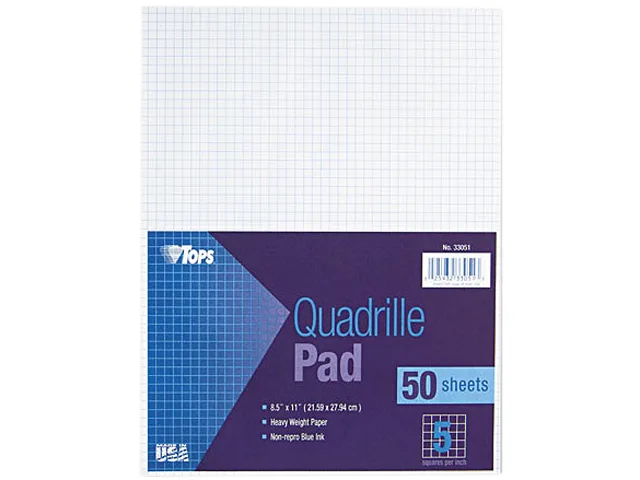 TOPS TOPS 33051 Quadrille Pad 5 sq/in 8.5 x 11 White 50 Sheets — product photo