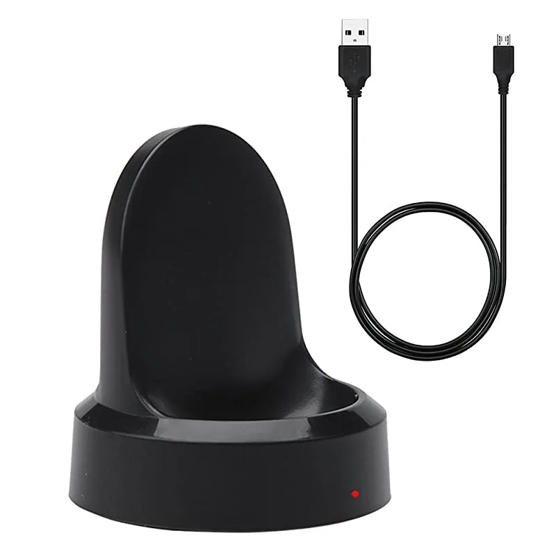 Black wireless charging cradle for Samsung Gear S3 with USB cable