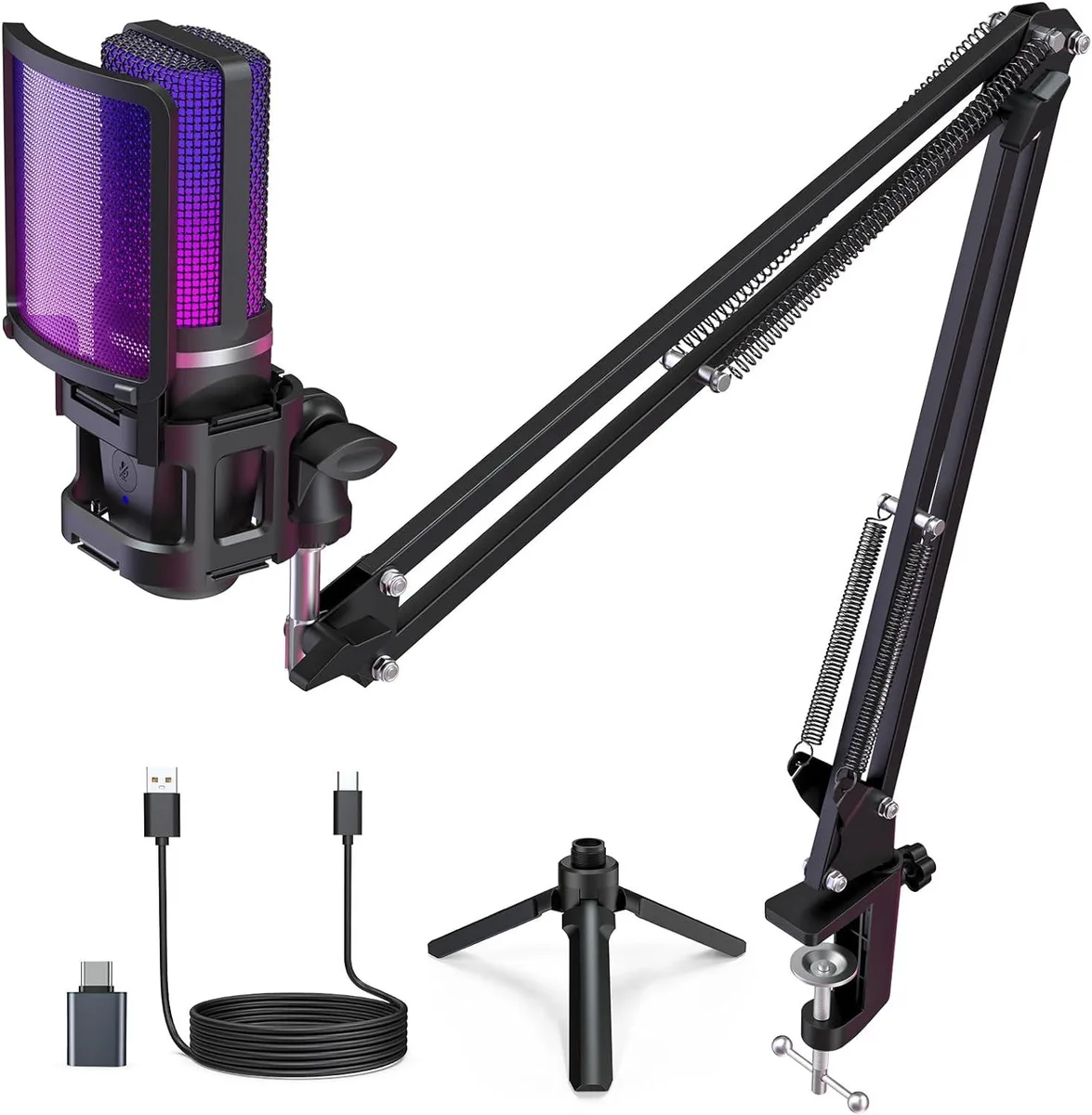 RUOCLRIS RUOCLRIS 96kHz USB Microphone with RGB Boom Arm Pop Filter — product photo