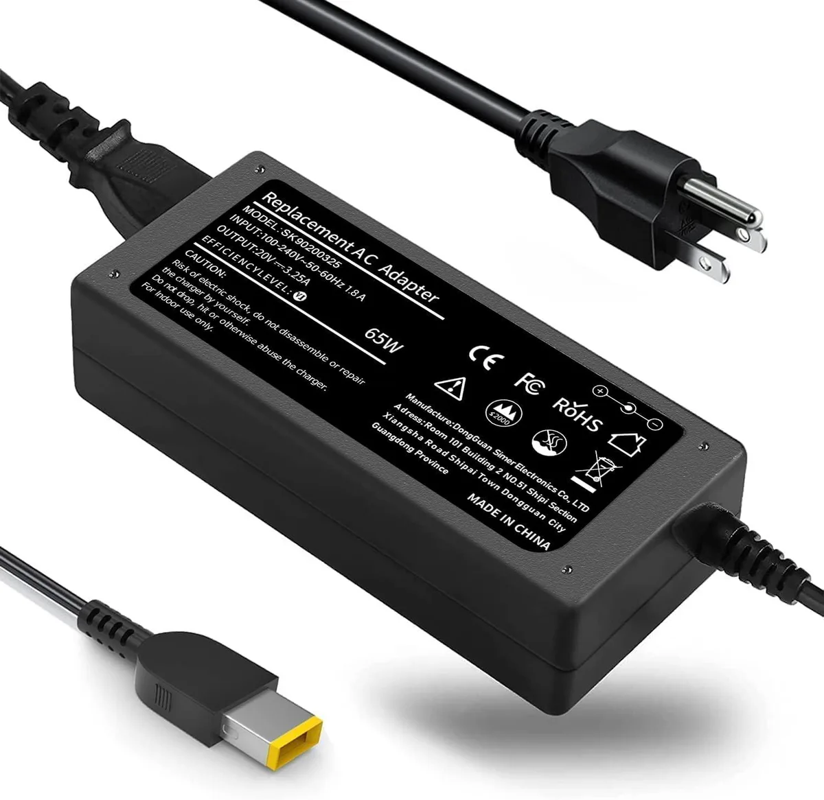 Kenuco Kenuco 65W AC Adapter Rectangle USB Tip Yellow — product photo