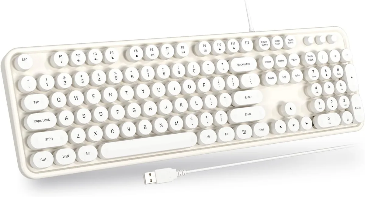usbroway usbroway Retro Typewriter Gaming Keyboard Creamy White — product photo